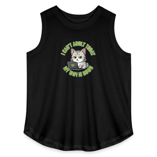 <p>Women&#039;s Tank Tops with Disgruntled Tabby Cat &amp; Wi-Fi Laptop Design</p>
