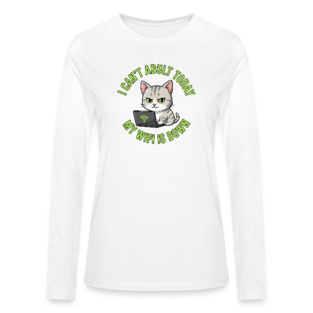 <p>Women's Escapism Humor Cat Laptop Wi-Fi Long Sleeve Shirts</p>
