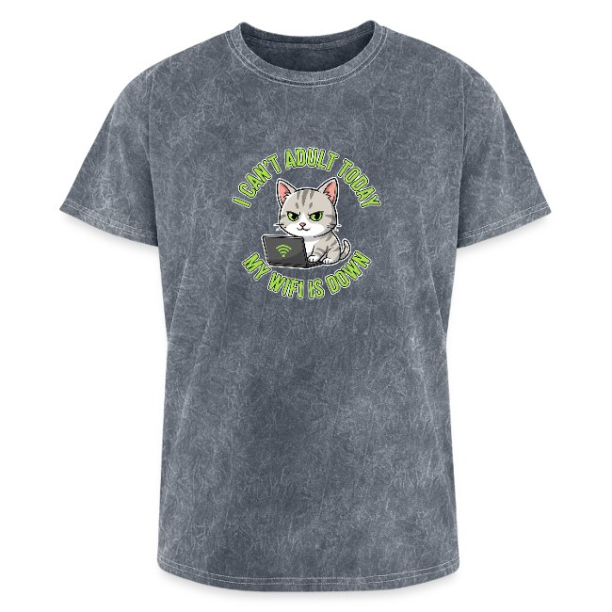 <p>Mineral Wash T-Shirt with Disgruntled Tabby Cat & Wi-Fi Laptop Design</p>
<p>Mineral Wash T-Shirt with Disgruntled Tabby Cat & Wi-Fi Laptop Design</p>