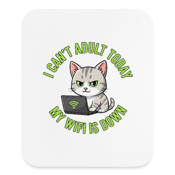 <p>Escapism Humor Disgruntled Tabby Cat Wi-Fi Laptop Design Mouse Pad One Size</p>
