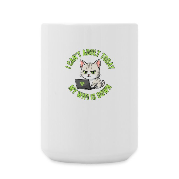 <p>Escapism Humor Tabby Cat Wi-Fi Laptop Ceramic Mug 15 fl oz</p>
