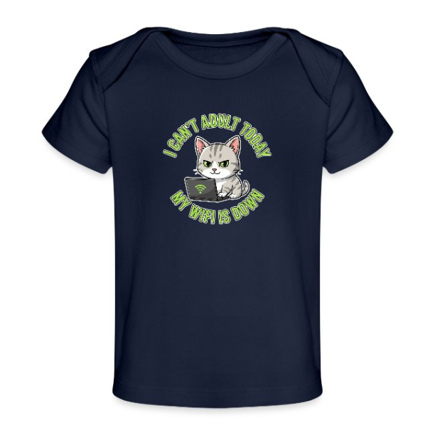 <p>Organic Baby T-Shirt with Disgruntled Tabby Cat & Wi-Fi Laptop Design</p>
<p>Organic Baby T-Shirt with Disgruntled Tabby Cat & Wi-Fi Laptop Design</p>