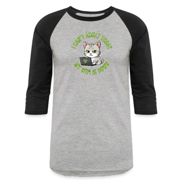 <p>Escapism Humor Cat &amp; Wi-Fi Laptop Contrast Raglan Baseball T-Shirts</p>
