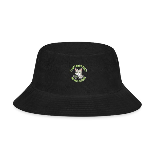 <p>Unisex Cotton Bucket Hat with Disgruntled Cat and Wi-Fi Laptop Design One Size</p>

