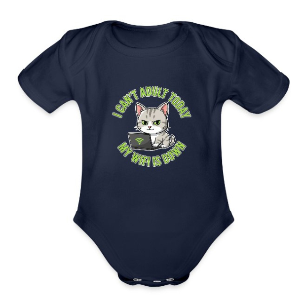 <p>Baby Organic Short Sleeve Bodysuit with Disgruntled Cat &amp; Wi-Fi Laptop Design for Kids Babies</p>
