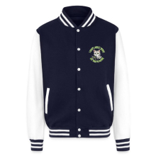 <p>Heavyweight Letterman Jacket with Disgruntled Cat &amp; Wi-Fi Laptop Design</p>
