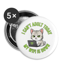 <p>2.2&#039;&#039; Buttons Set of 5 Disgruntled Tabby Cat &amp; Wi-Fi Laptop Design Aluminum</p>

