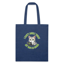 <p>Cartoon Tabby Cat &amp; Wi-Fi Laptop Tote Bag 100% Recycled Heather Navy Charcoal Grey Black One Size</p>
