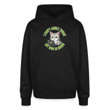 <p>Oversized Hooded Sweatshirt with Disgruntled Cat &amp; Wi-Fi Laptop Design</p>
