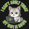 <p>Youth Hoodie with Disgruntled Tabby Cat &amp; Wi-Fi Laptop Design</p>
