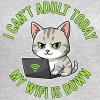 <p>Women's Vintage T-Shirt with Disgruntled Cat &amp; Wi-Fi Laptop Design</p>
