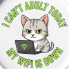 <p>2.2&#039;&#039; Buttons Set of 5 Disgruntled Tabby Cat &amp; Wi-Fi Laptop Design Aluminum</p>

