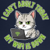 <p>Organic Baby T-Shirt with Disgruntled Tabby Cat &amp; Wi-Fi Laptop Design</p>

