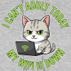 <p>Women's Disgruntled Tabby Cat &amp; Wi-Fi Laptop Escapism Humor Hoodie Sweatshirt</p>
