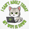 <p>Escapism Humor Cat &amp; Wi-Fi Laptop Design 100% Cotton T-Shirt</p>
