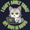 <p>Heavyweight Letterman Jacket with Disgruntled Cat &amp; Wi-Fi Laptop Design</p>
