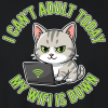 <p>Men&#039;s Long Sleeve Shirts with Disgruntled Tabby Cat &amp; Wi-Fi Laptop Design</p>
